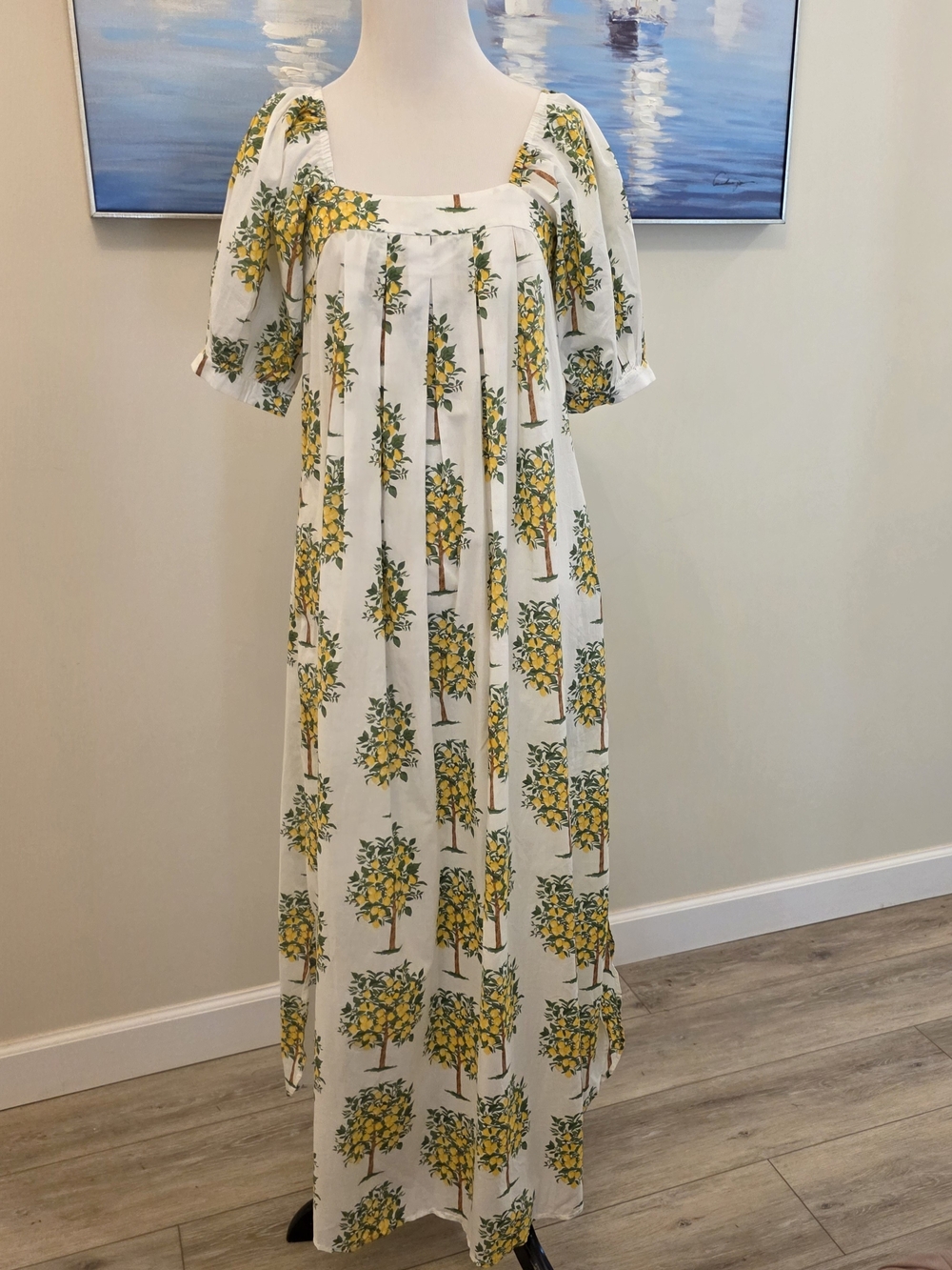 J. McLaughlin White & Yellow Floral Maxi Dress - With Lemons